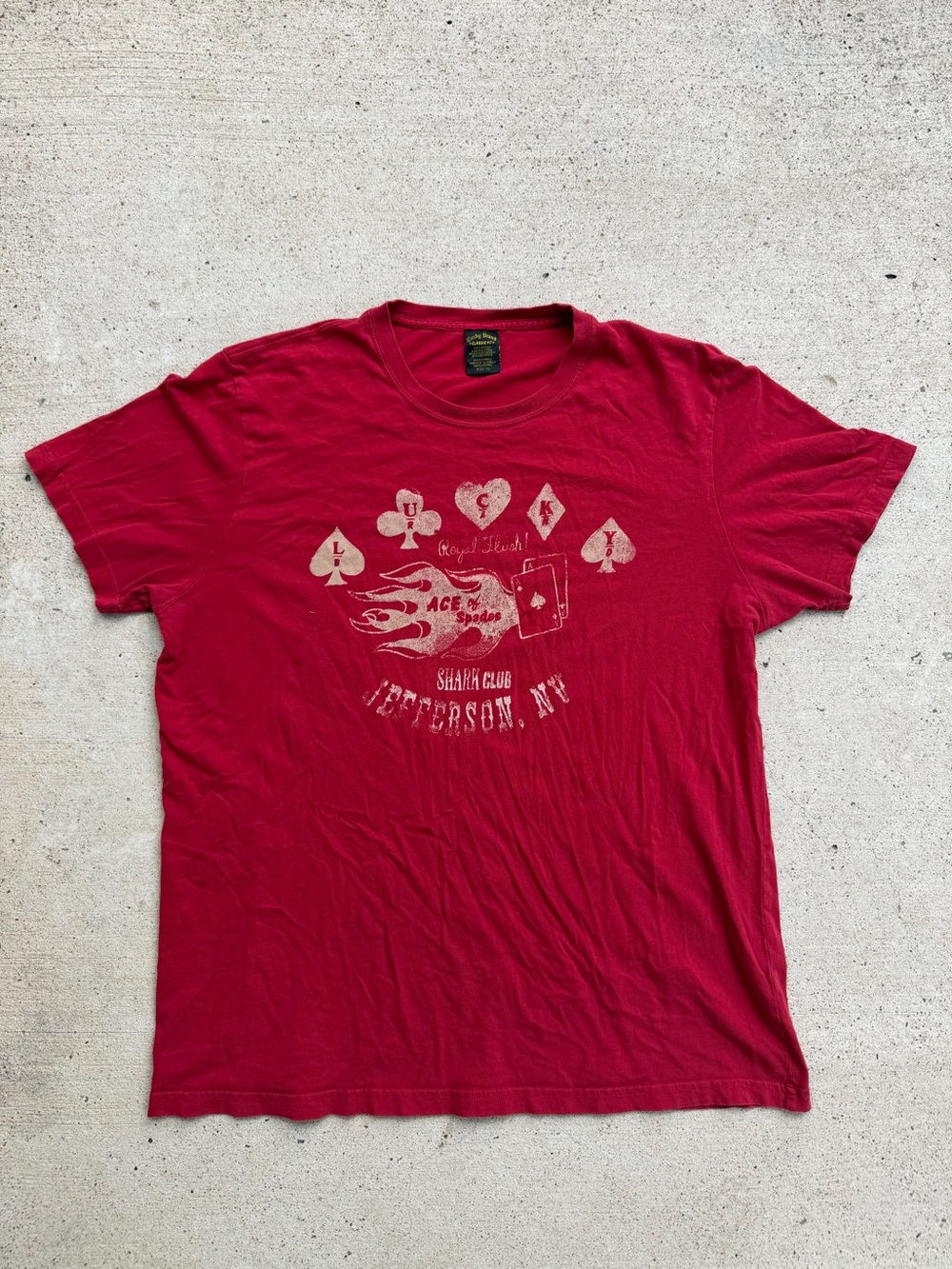 Lucky Brand Ace of Spades Poker Graphic Tee Red Shirt XL Classic Fit